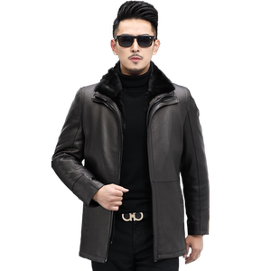 Winter new Haining goatskin can remove water and mink inner bile leather leather coat men's fur coat jacket
