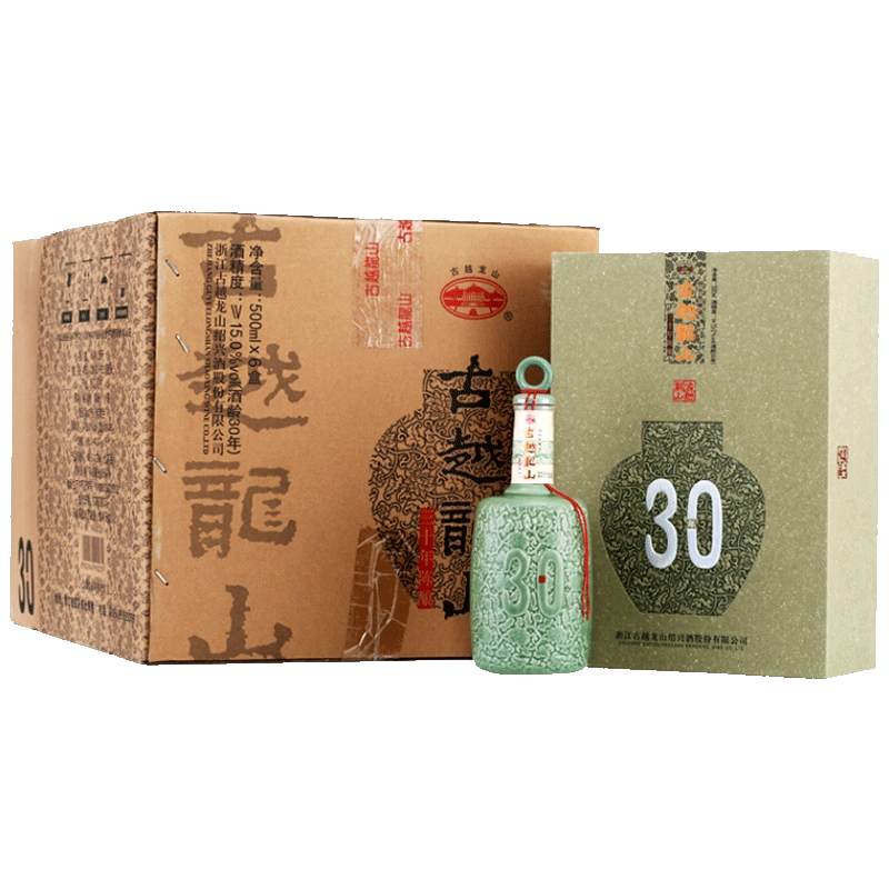 古越龙山30年陈酿花雕酒三十年绍兴黄酒500ml*6瓶整箱礼盒版-Taobao