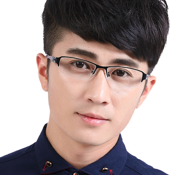 Titanium alloy myopia glasses frame male radiation glasses glasses shelf finished semi -frame myopia rack TR90 ultra -light