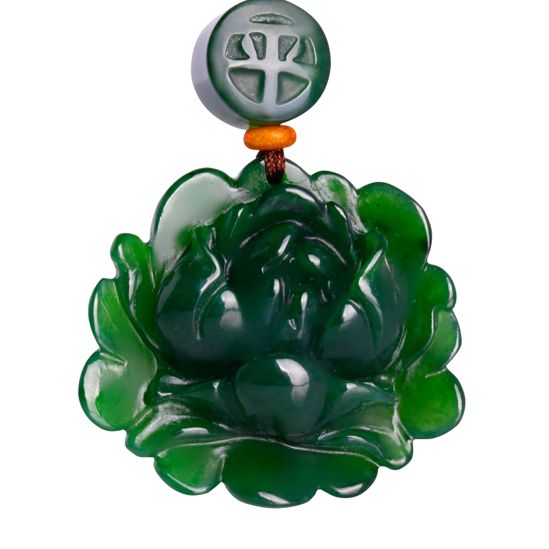 玉说和田玉花件碧玉牡丹花吊坠玉石玉器立体雕刻玉佩挂件