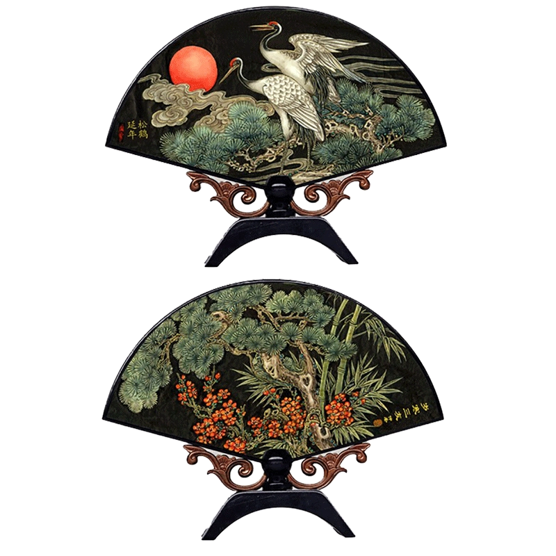 尋錦記漆器六扇屏風八仙過海工藝擺件中式古典屏風擺飾