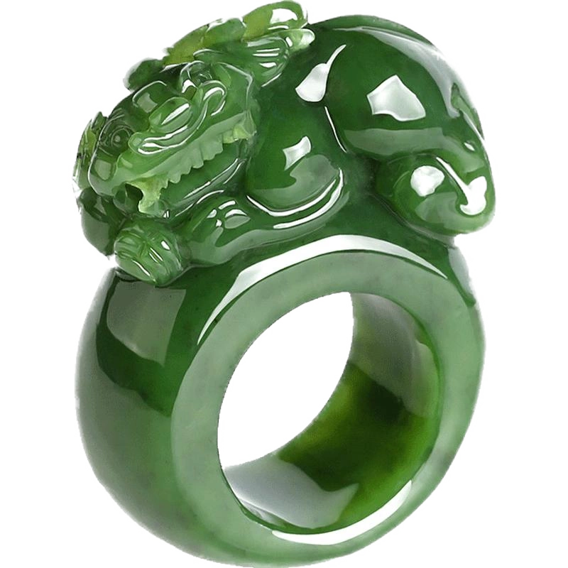 玉至峰和田玉碧玉貔貅扳指男款大拇指扳指菠菜绿皮休戒指内径22mm-Taobao