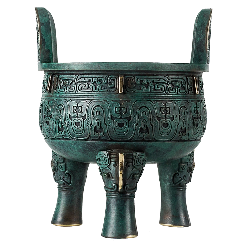 仿古青铜铜鼎摆件玄关客厅手工紫铜办公桌装饰品