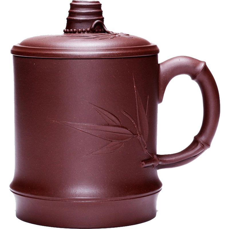 宜興 紫砂茶杯 寿桃主人杯 茶器 茶杯 煎茶道具 祁地宜兴紫砂杯主人杯茶杯品茗杯个人无盖带把寿桃松针梅花功夫杯