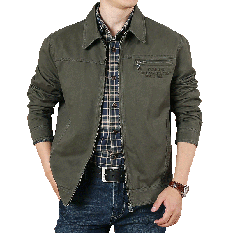 
2025 Autumn Business and Casual Pure Cotton Lapel Jacket Men's Loose Large Size Multi-Bag Working Jacket Jacket Trendy