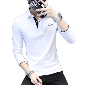 
2026 spring and autumn Korean style trendy men's pure cotton tops long-sleeved polo shirts slim fit t-shirts for men