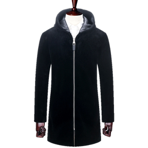 
Copper wool thickened sheep fur coat men's sheep velvet coat middle-aged men's jacket mid-length hooded winter