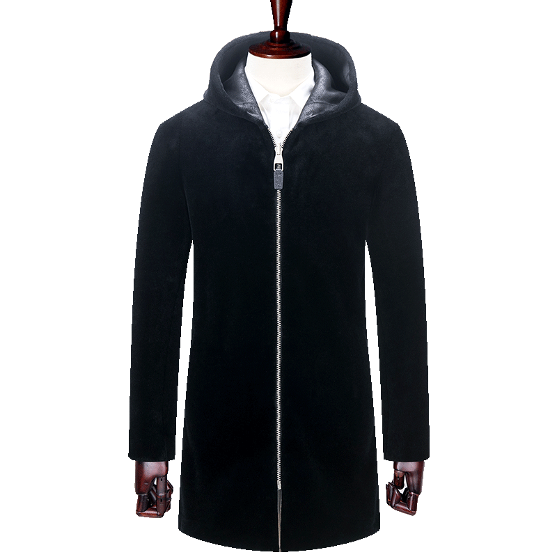 
Copper wool thickened sheep fur coat men's sheep velvet coat middle-aged men's jacket mid-length hooded winter