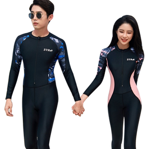 
2025 one-piece swimsuit men's long-sleeved short-sleeved sun protection quick-drying five-point pants women's swimsuit couple's suit
