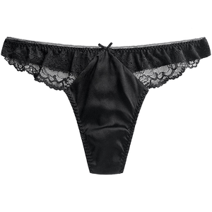 
Yunfei high-end mulberry silk low-waist sexy hot panties women's translucent pure lust lace silk women's thong