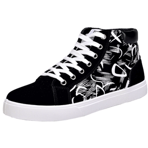 New men's high-top canvas shoes black and white sports hip-hop trendy shoes Chinese men's shoes spring casual student shoes

