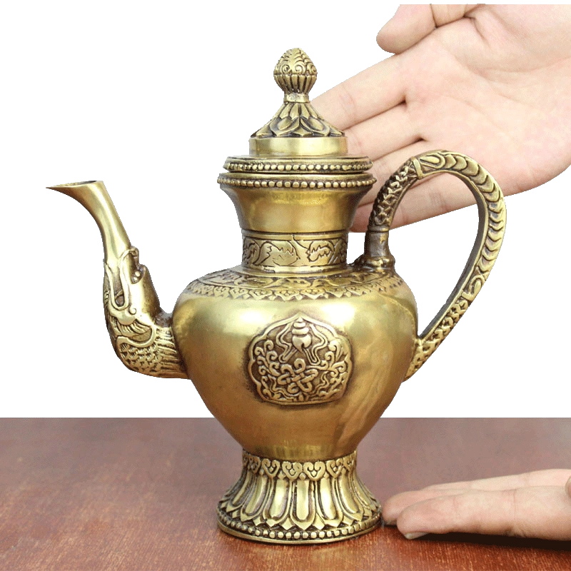 宇卓銅器純銅壺黃銅壺銅西藏酒壺水壺茶壺大藏壺工藝品擺飾