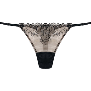 Yunyun high -end silk silk sexy low waist butto pants female embroidery lace contrasting sweet T pants real silk trousers head
