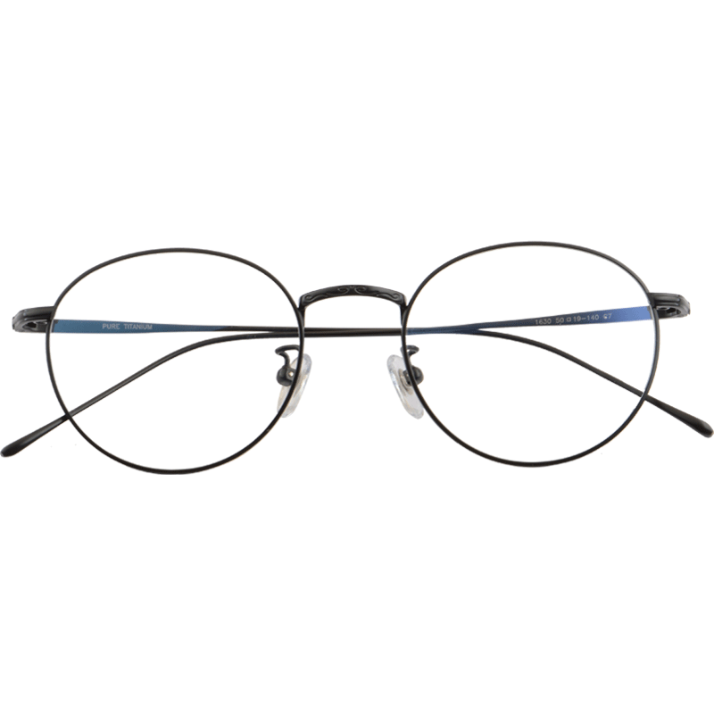 Retro ultra -light pure titanium glasses frame women with round frame myopia frame male gold fine leg flat light anti -blue light 1630
