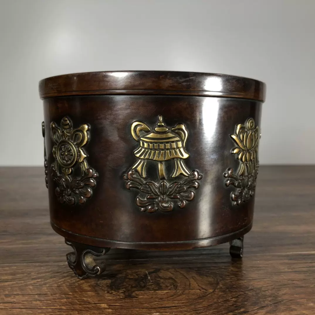 中国古玩 唐物 唐銅製 香炉 時代物 大明宣徳年製 細密細工 極上