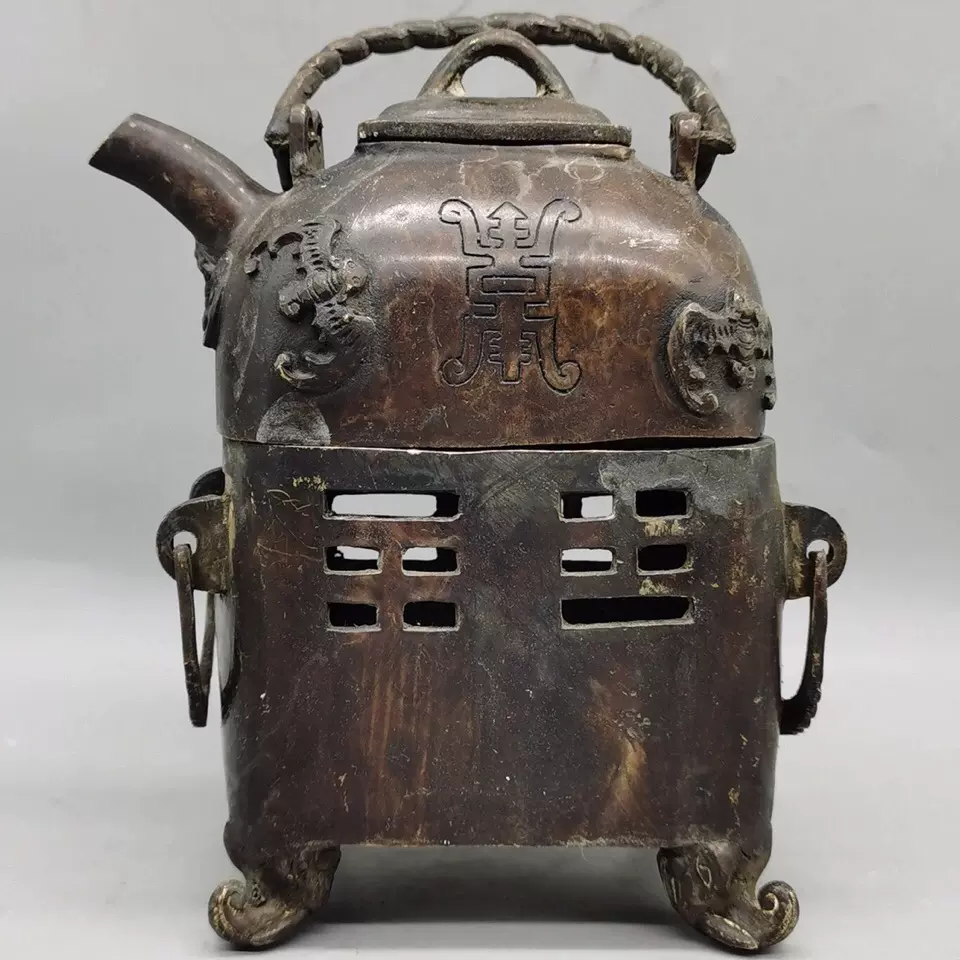 古玩收藏清代纯铜黄铜水滴砚滴山水文字文房用品仿古摆件-Taobao