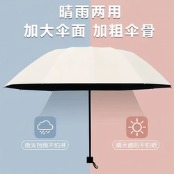 Umbrella for Women, Dual-Use for Sun and Rain, Manual Folding, Business Style, Reinforced, Large Size, Double-Person, Black Coating, Sun Protection, Sunshade Umbrella
