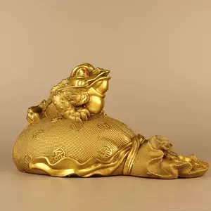 純銅七星金蟾黃金袋三足蟾蜍代代有財福錢袋金蟬家居招財擺件