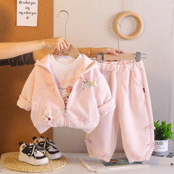 Baby Girl's Beautiful Outfit for Spring and Autumn, Stylish 2-Piece Children's New Year Clothes, Pink Separate Pieces for 1-Year-Old Baby Girls, Spring Outfit