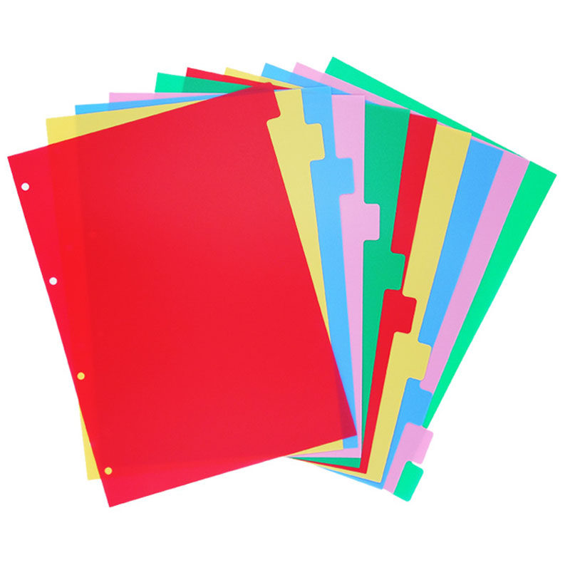 A4 루스리프 인덱스 라벨 8개의 다채로운 4홀 플라스틱 파티션 2홀 3홀 페이징 용지 노트북 분류 카드 -