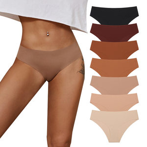 3 pieces of Italian classic women's elastic and comfortable low waisted earth color seamless ice silk sports close fitting triangle underwear