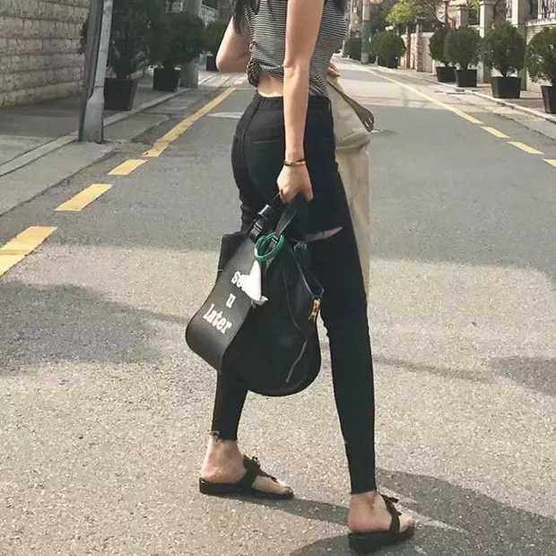 Super American retro high waist porn jeans elastic slimming slimming pencil pants small feet nineteen pants