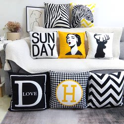 New Nordic Black and White Geometric Throw Pillow Sofa Living Room Cushion Car Lumbar Support Bedroom Pillow Pillowcase Removable and Washable