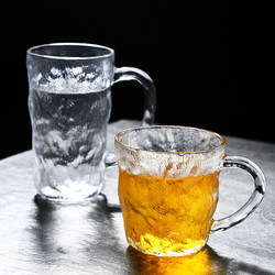 Glacier-Patterned Glass Mug with Handle, High-Quality Water Cup for Men, Home Use, Beer, High-End Drinking Cup, Tea Cup