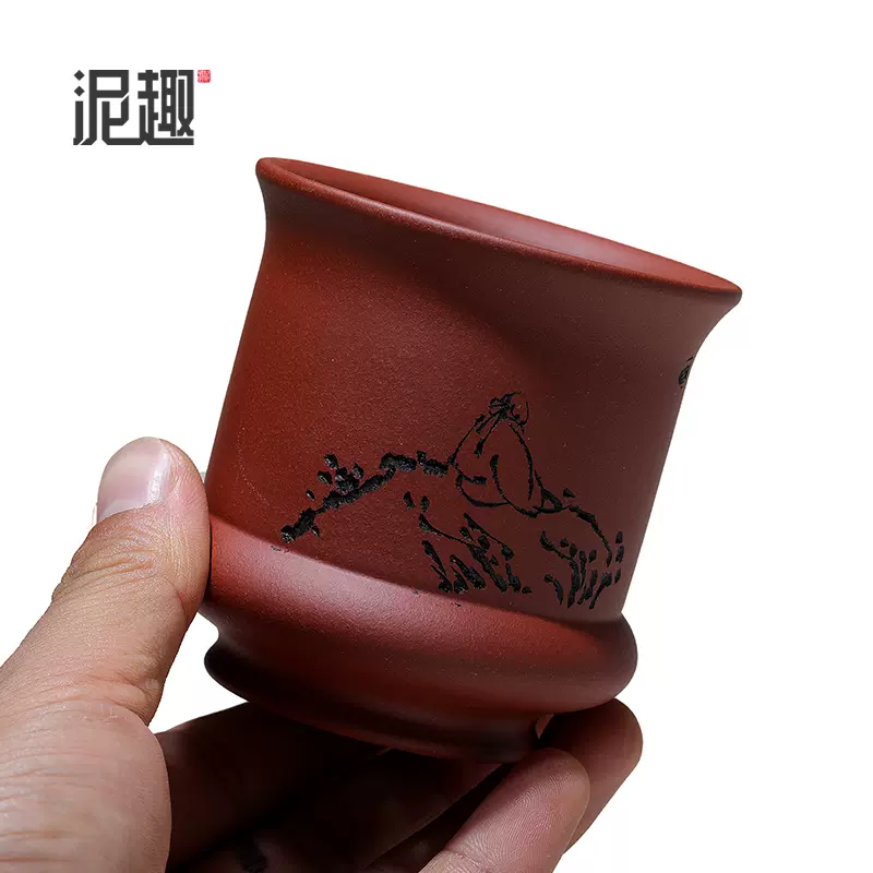 长青〕宜兴紫砂古典小花盆菖蒲多肉盆景复古手工清水泥