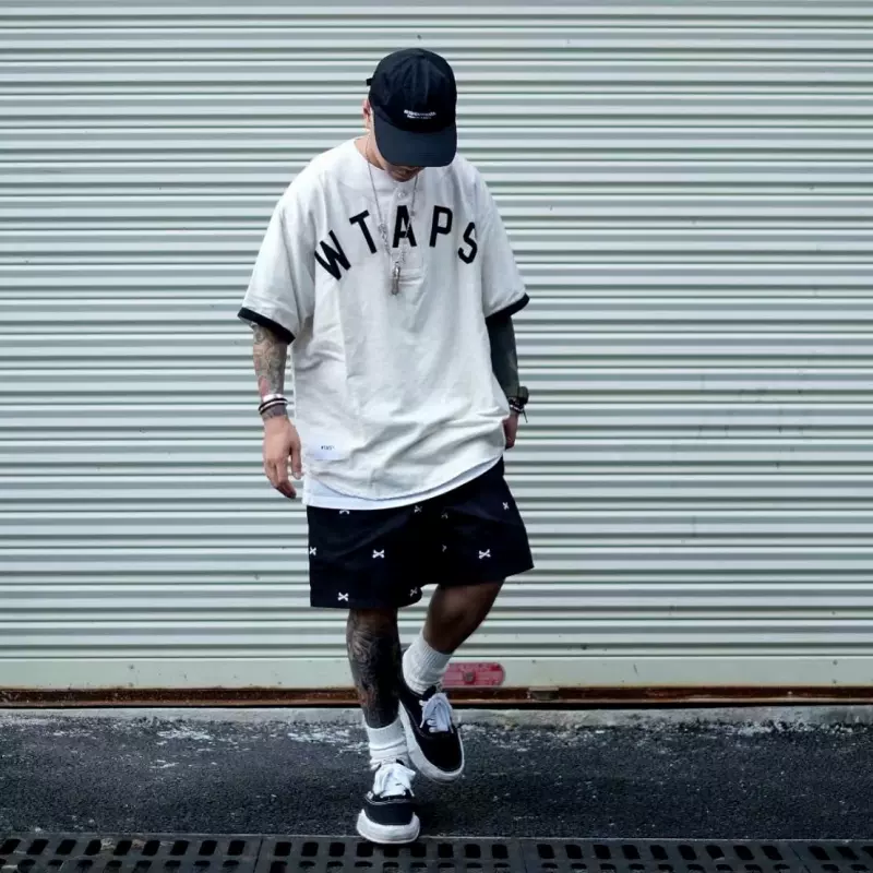 WTAPS SEAGULL 03/SHORTS/COTTON骨头刺绣短裤休闲松紧五分裤男女-Taobao