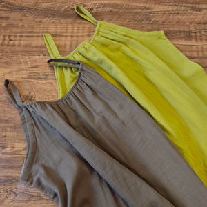 
2025 Spring and Summer Literary Retro Style Suspender Nightgown Travel Home Clothes Pure Cotton Solid Color Personalized Home Dress