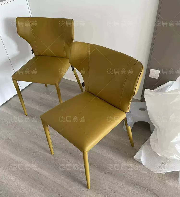 Natuzzi 平行进口意大利家具纳图兹Pi Greco C007皮革餐椅靠背椅-Taobao 