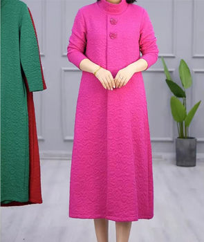 
New autumn and winter thickened warm slit half turtleneck long skirt