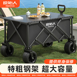 Primitive Camping Cart, Outdoor Camp Folding Trailer, Children's Reclining Travel Push Cart, Picnic Camping Hand-Pulled Cart