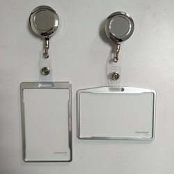 Snap-On Aluminum Alloy Id Card Holder Metal Retractable Badge Holder Employee Nurse Badge Transparent Medical Staff