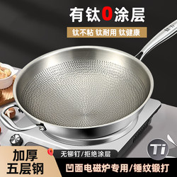German Pure Titanium Wok for Home Use, Concave Surface, Special Pot for Induction Cooker, No Coating, Non-Stick, Gas Stove Round Bottom Cooking Pot