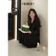 Wide -colored black knitted long -sleeved dress long skirt female 2024 autumn and winter new bottom bottom with sweater skirt