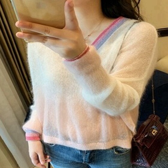 
Mohair sweater for girls 2026 internet celebrity hot style new fashionable season new handmade seahorse sweater
