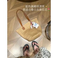 Large-Capacity Woven Bag 2025 New Casual Vacation Style Beach Bag Versatile Commuter Shoulder Bag Hand-Held Tote Bag