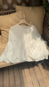 
2026 new high-quality ramie embroidered shirt for women summer new casual sweet age-reducing literary and artistic temperament top