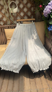 
2026 new high-quality ramie flower pants for women, new summer style, casual, sweet, age-reducing, literary and artistic temperament
