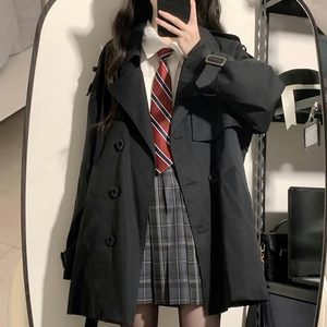 
God Fairy Club Original JK Uniform Trench Coat Women's Fall and Winter College Style School Feeding Loose Medium-length Coat Women