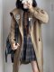 Original badge navy collar sweater cardigan autumn and winter large lapel mid-length knitted jacket for women