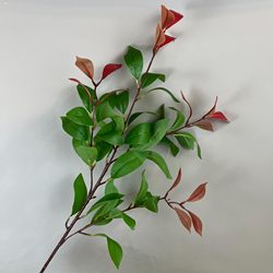 Single Artificial Red Leaf Holly Plastic Fake Branch Fake Leaves for Garden Engineering Decoration Long Pole Fake Tree Leaves Green Plants