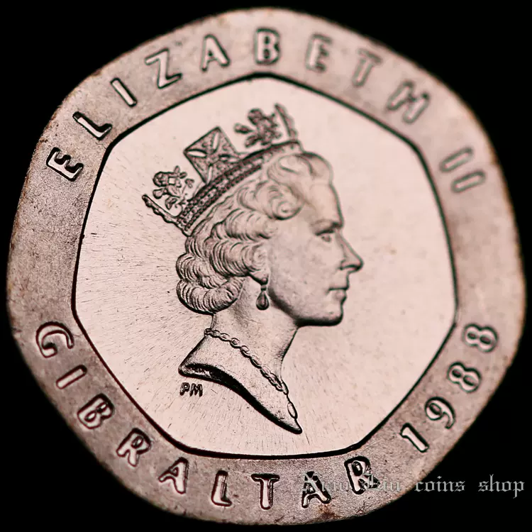 英属直布罗陀1988年圣母抱婴20便士全新UNC 21.4mm