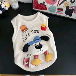 Summer Thin Breathable Pet Dog Cartoon Cute 3D French Fries Dog Vest for Medium-Sized Dogs Like Corgis, French Bulldogs, and Pugs