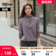 Qisao plus size women's double-sided velvet stand-up collar sweatshirt Korean style loose pullover slimming fat MM top women's winter new style