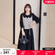 Qisu large size suit 2025 autumn and winter new temperament casual vests look slim and fat mm long dress grinding