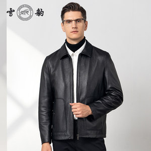 
Snow Leopard Genuine Leather Jacket Men's First Layer Deerskin Business Casual Light Luxury Fashion System Inner Lapel Executive Jacket