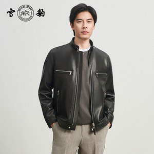 
Snow Leopard counter same style first layer goatskin genuine leather jacket men's stand collar zipper leather jacket 25 autumn and winter new style